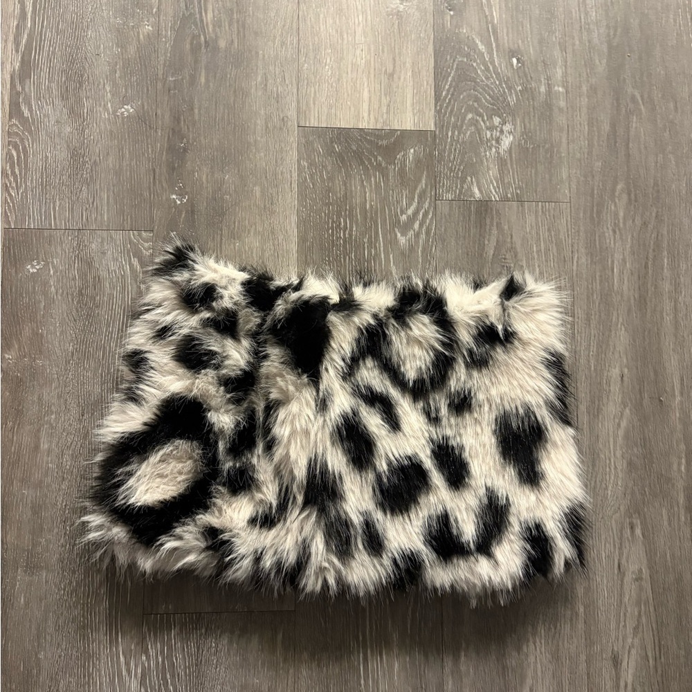 I.AM.GIA Black and White Faux Fur Mini Skirt